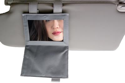 Easy To Install Easy Visor Mirror, Easy To See Size Sun Visor Mirror, Gray Vanity Mirror with Cover (For Passenger)
