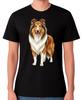 Rough Collie Dog Standing Illustration T-Shirt Herding Dog Lover Unisex Tee