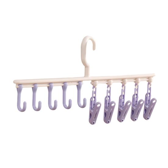 

Подвеска для шляп в шкаф, регулируемый держатель для шляп с 5 зажимами и 5 крючками, органайзер для носков, бейсболок, полотенец, детской одежды, для хранения в шкафу фиолетовый