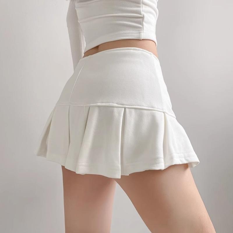 Dámská froté tkanina s nízkým pasem Y2K minisukně Široký záhyb Dekorace Světle šedá Flounce A Line Skort Horké sladké léto