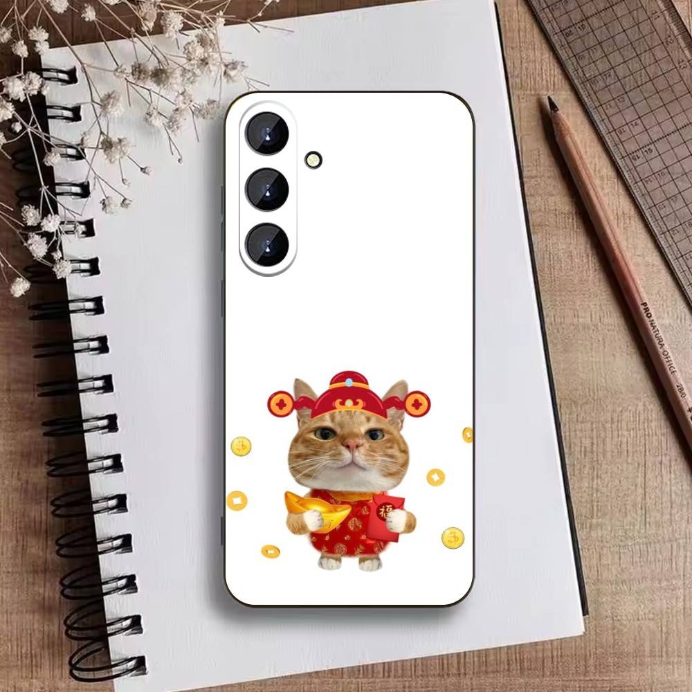 Großäugiges albernes Katzen-Maus-Handyhülle für Samsung Galaxy A73,A21s,A22,A31,A52,A53,A71,A41 Weiche schwarze Hülle