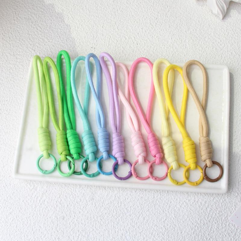 5 pièces/lot Porte-clés tressé coloré Lanière pour téléphone portable Corde à nœud anti-perte Sangle Porte-clés Hommes Femmes Accessoires Porte-clés de voiture