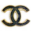 Excellent Brooch COCO Mark Denim Gold Women I24P ABC726 Used