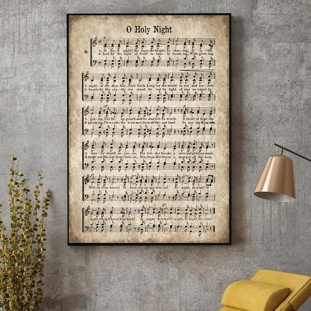 Vintage Christmas Carols Canvas Painting Retro Sheet Music Posters And Prints for Living Room Wall Art Decoration Cuadros