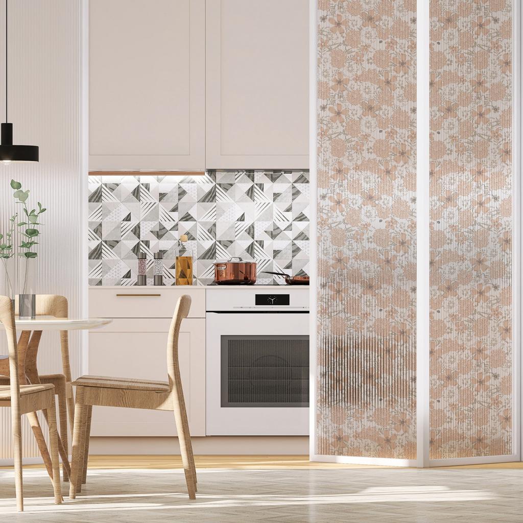 Floral Pattern Electrostatic Glass Sticker Transparent Glass Decoration Bathroom Flower Print Glass Door Sticker