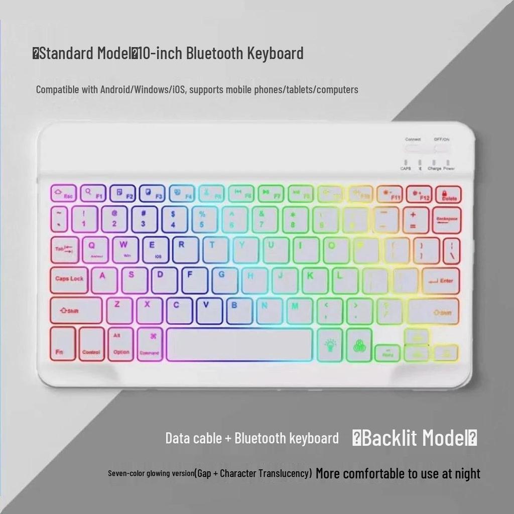 Seven-Color Backlit Russian Magic Bluetooth Keyboard & Mouse Set for iPad/Tablet/Phone