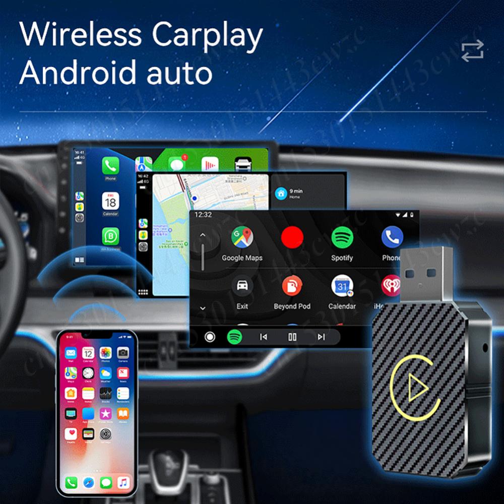 2 in 1 Wired to Wireless Carplay Android Auto Adapter Mini Box Car USB Dongle Plug&Play for OEM Wired CarPlay/Andriod Auto Cars