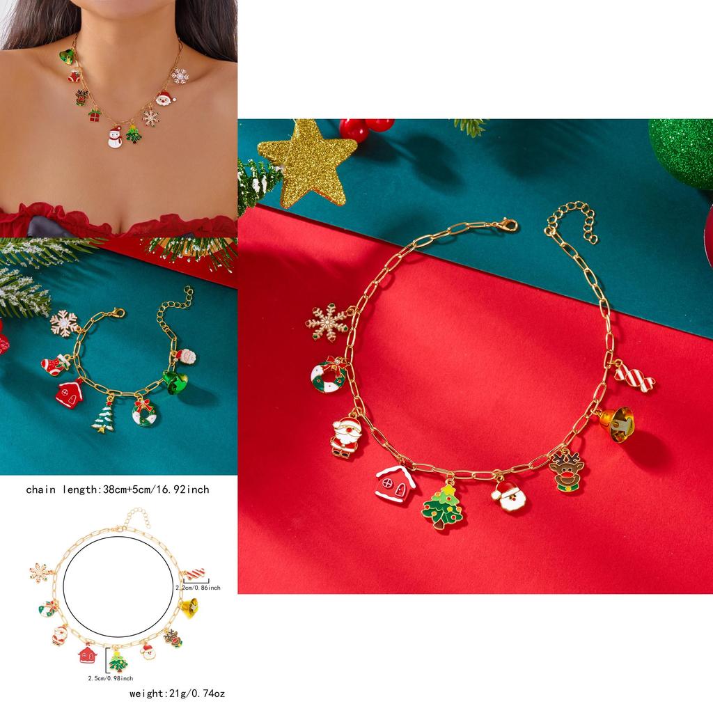 Christmas Holiday Jewelry Set With Zinc Alloy Geometric Pendant And Multi Style Chains For Men And Women
