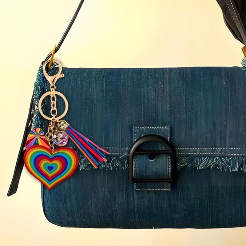 Adorable Heart Key Accessory Playful Tassels Accent Wonderful For Couples Lovers
