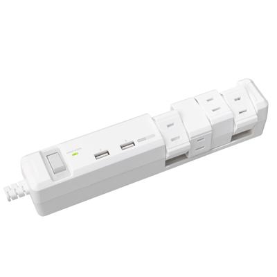 Fargo TAPKING Power Strip, USB 3.4A Type-A, 2 Ports, Swivel, and 8 AC Outlets (White, 3.4A AC Outlets)