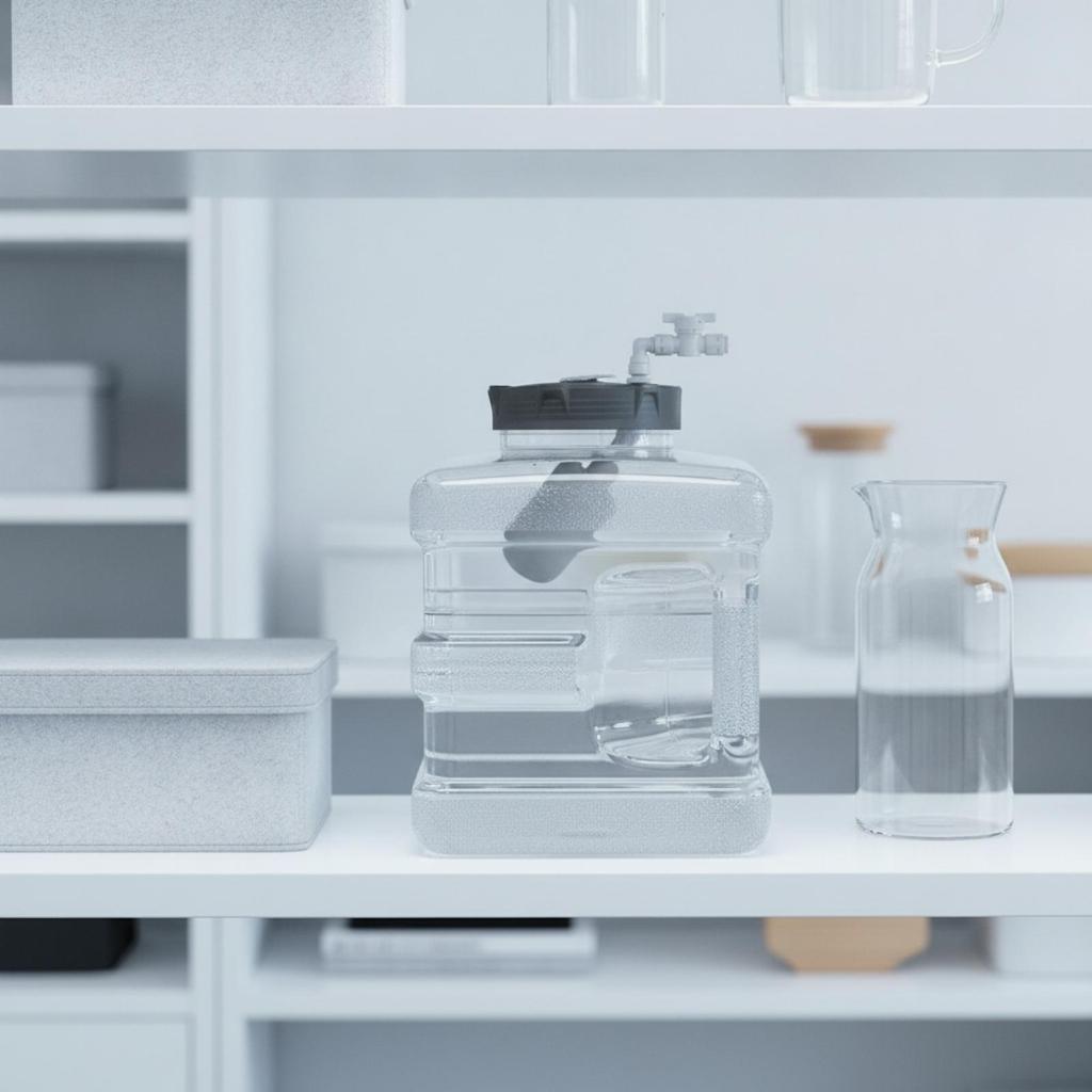 Water Container with Automatic Valve Transparent Square Lid