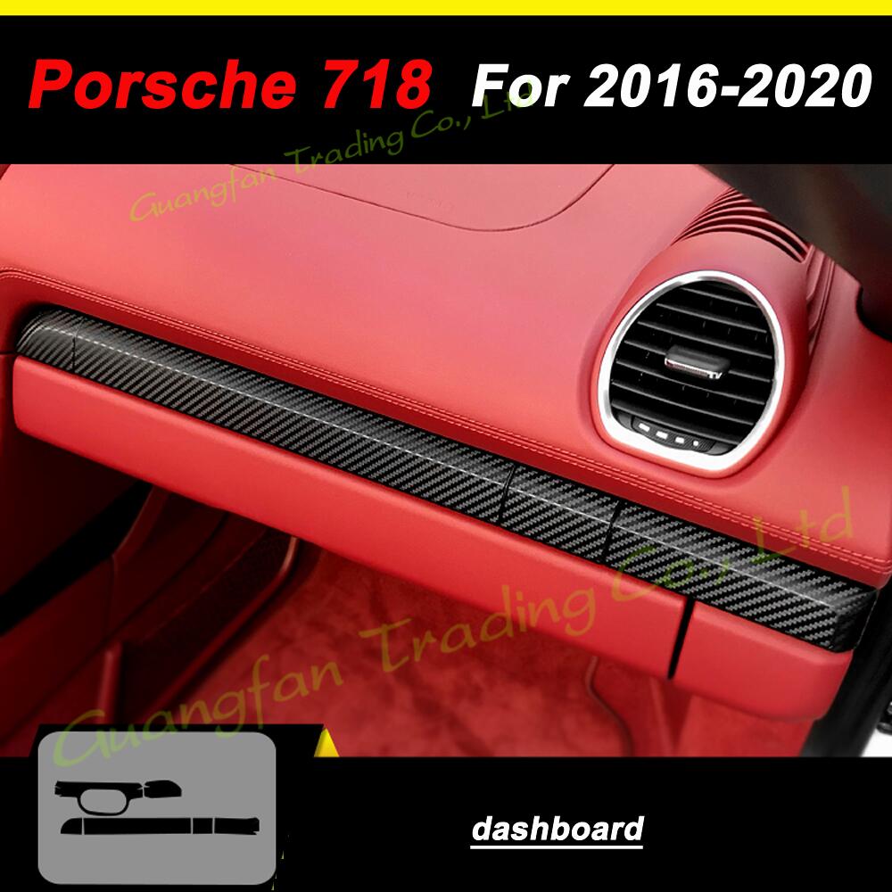 For Porsche 718 2016- Car-Styling 3D5D Carbon Fiber Car Interior Center Console Color Molding Sticker Decals Part Accessorie