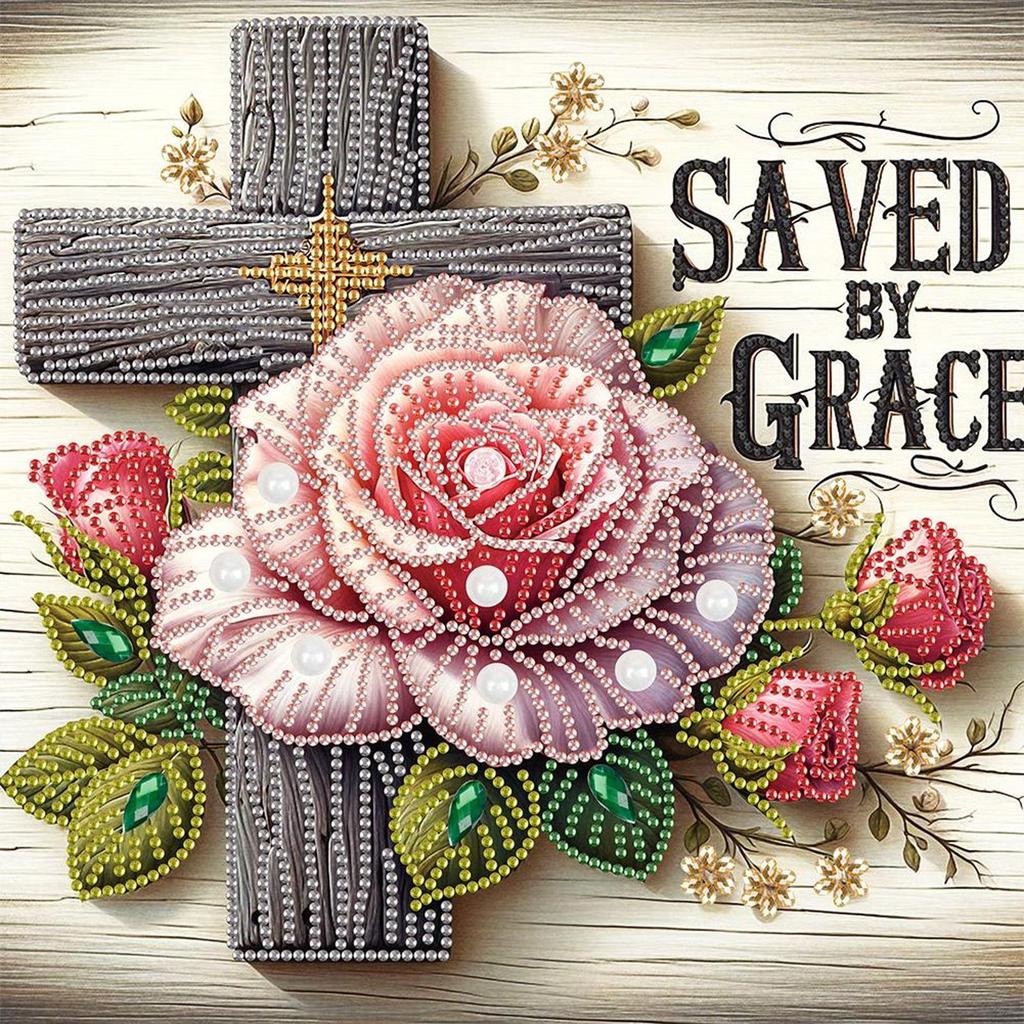 5D DIY Teilweise Speziell Geformter Bohrer Diamantmalerei Set Kreuz Dekor30x30cm