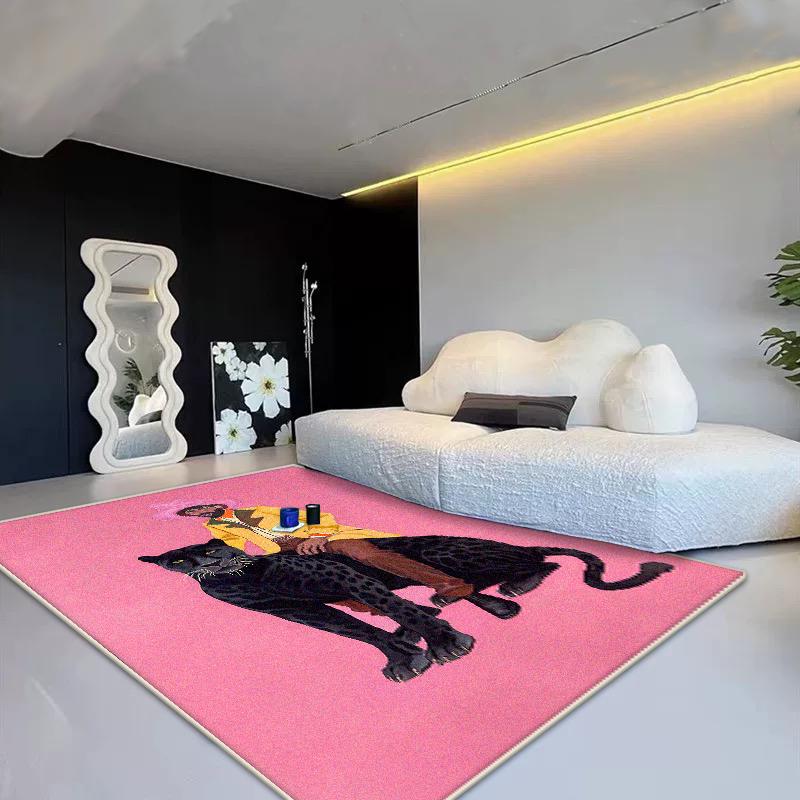 Teppich im Pop-Art-Stil für Wohnzimmer Abstrakte Dekoration Zuhause Sofa Flauschiger Plüschteppich Schlafzimmer Lounge Rutschfeste Bodenmatte Faltbar