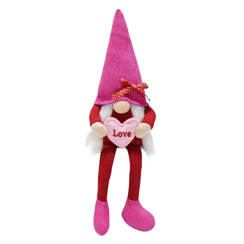

Adorable Gnomes Figurines Fireplaces Ornament Arranged to Form Love Symbol Festival Valentine Decors for Homes and Event