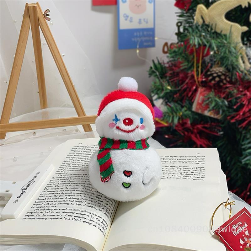 Winter Snowman Plush Ornament - Cozy Scarf Doll Keyring for Christmas Tree Decor &Stocking Stuffer Bag Charm Party Gift