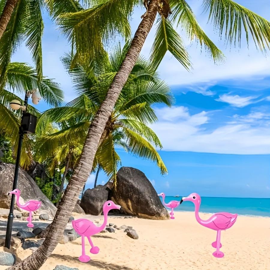 5pcs Inflatable Pink Flamingo Decorations PVC Tropical Party Accessories Swimming Pool Outdoor Activities Party Toys Props