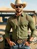 Herren Westliches Denim Langarmhemd