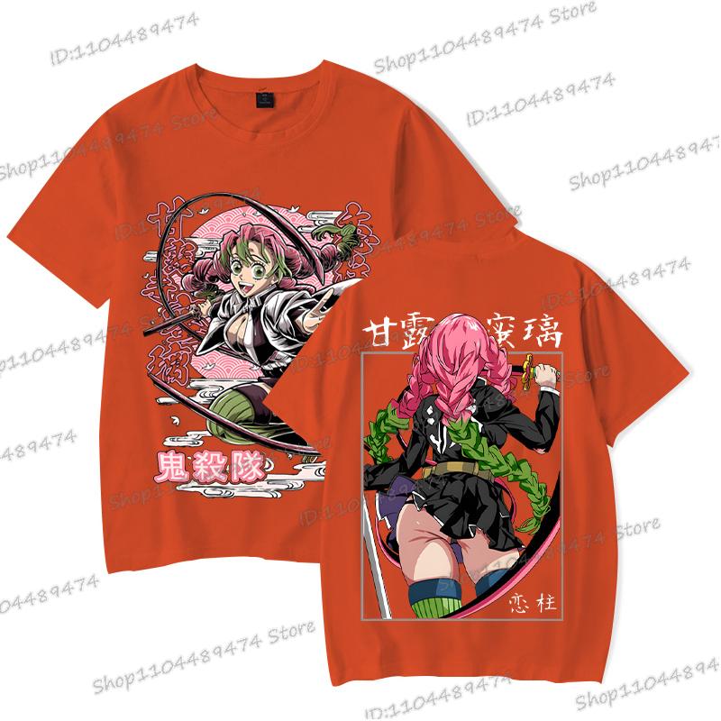 Kimetsu No Yaiba Cartoon T-shirt Aesthetics Vintage Kanroji Mitsuri Fashion Y2K Tops Short Sleeve Japanese Styles Men Women Tee