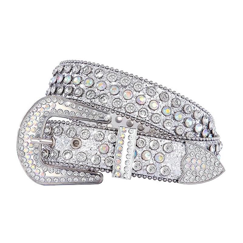 Vintage Rhinestone Sparkly Punk Belt with High-End Pin Buckle