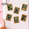 Decorative Art Frames for Office Whiteboard Funny Wooden Fridge Magnets Frame, Retro Cute Cat In Bathroom Magnetic Vintage Gallery Wall Decor