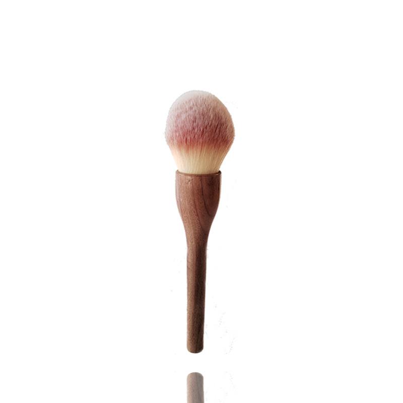 Weicher Puderpinsel, Flammen-Highlight-Rouge, Grundierungspinsel, Walnuss-Make-up-Pinsel, Grundierungspinsel, Pinsel für losen Puder, Lidschattenpinsel
