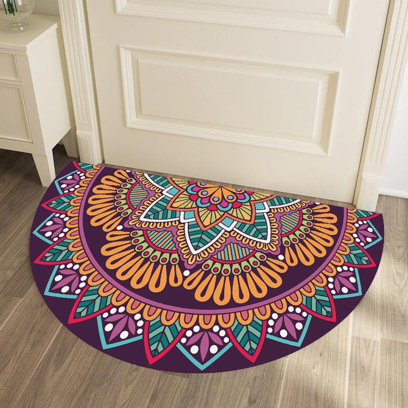 Nordic Entrance Doormat Anti Slip Floral Door Floor Mat Indoor Half Round Welcome Mat Bathroom Hallway Carpet Kitchen Area Rugs