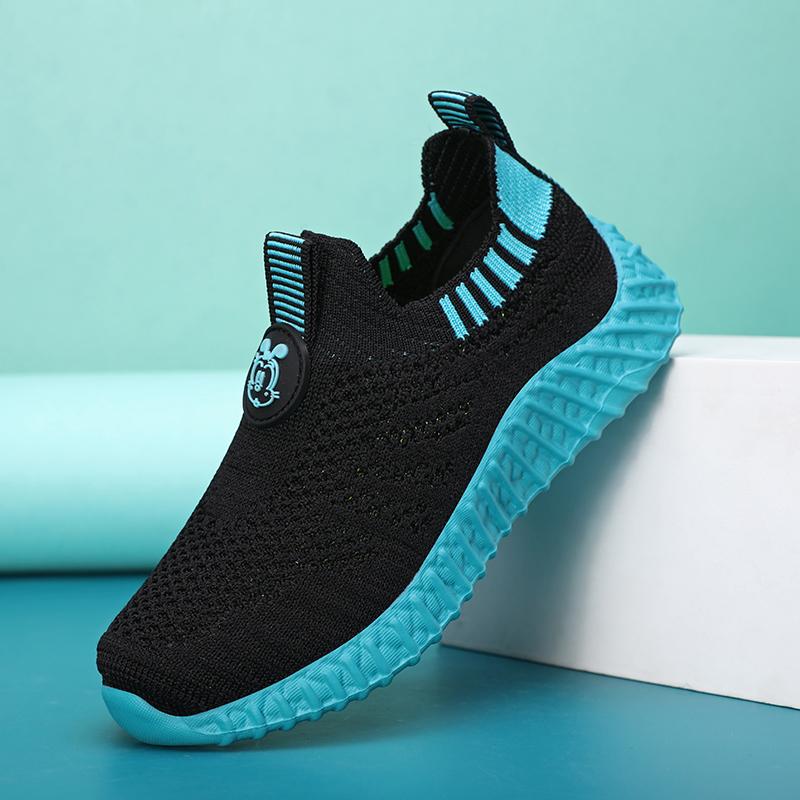 

Детская обувь для мальчиков, спортивная обувь для бега, детские носки, кроссовки для больших девочек, школьная обувь с дышащей сеткой, мягкая подошва, повседневная прогулочная тенниска 39 синий