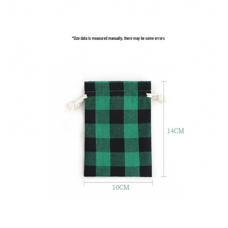 Black & White Plaid Cotton Linen Christmas Gift Bags for Candy, Chocolate, and Ornaments. Red and Black Plaid