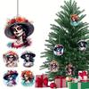 Decor Car Acrylic Halloween Skull Flower Hat Design Pendant For Interior Auto