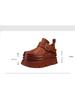 Johnature Platform Shoes Vintage Genuine Leather High Heels Women's Shoes Lightweight Height Increasing Shoes