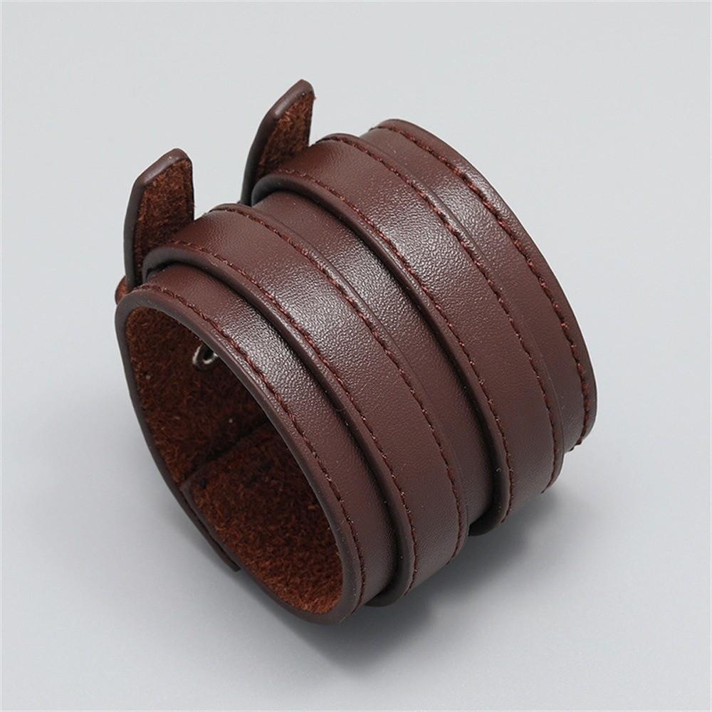 Armreif Doppelte Reihe Gürteldesign Armreif Handgelenkschmuck Euro-Amerikanischer Stil Doppelriemen Lederarmband Einfarbig Geometrisch