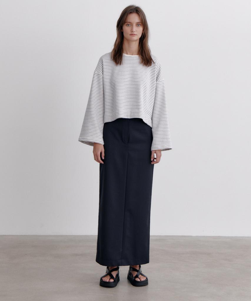 Okuka Straight Wool Skirt, Navy