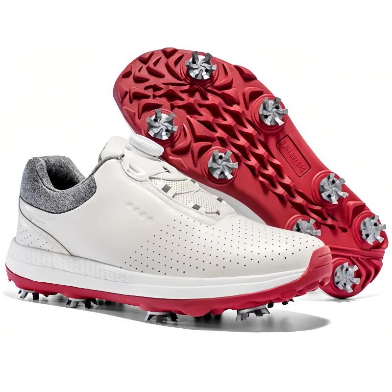 Lightweight Golf Shoes - High Fiber Breathable Upper Golf Non-Slip Rubber Outsole With Metal-Plastic Studs Easy Rotating Buckle
