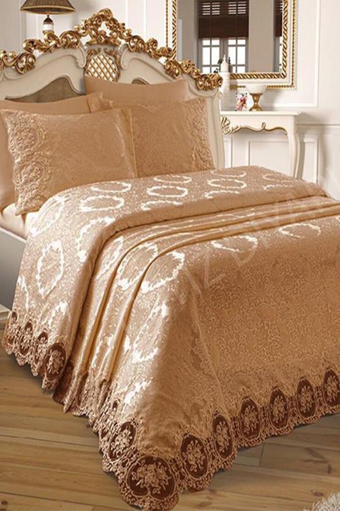 Dowry World French Laced Karina Pique Set Cappucino