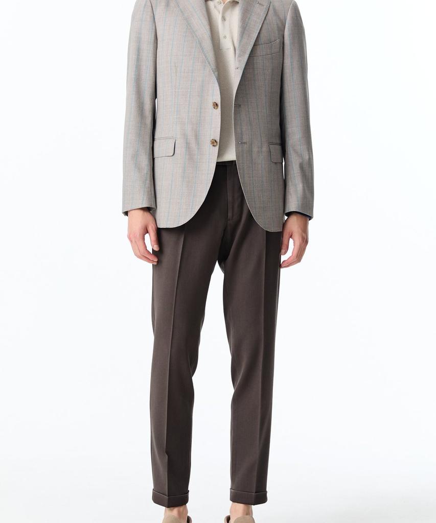 Man On The Boon [Loro Piana Fabric] Striped Wool Single Jacket_Gray 4714151004