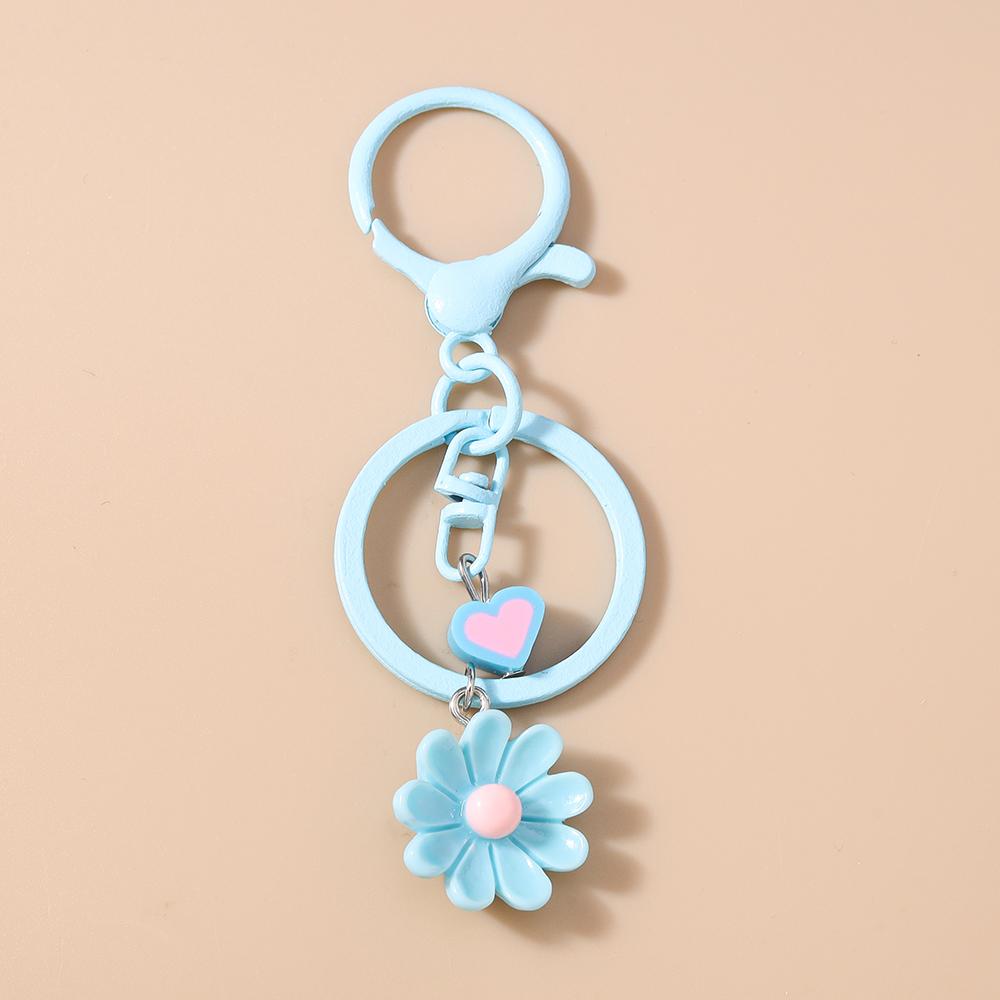 Cute Enamel Flower Keychain Women Girls Key Ring Pendants for Handbag Decor Handmade Key Chain Jewelry Gift