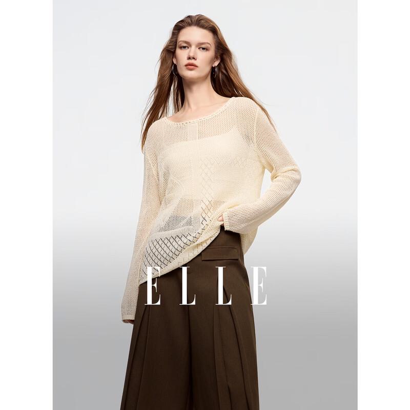 ELLE Women s Resort Hollow Linen Knit Top S