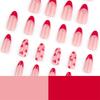 24 Stück Valentinstag Aufklebe-Nagel Französische Spitze Künstlicher Nagel Mandelform Press-On-Nagel Herz Acrylnagel