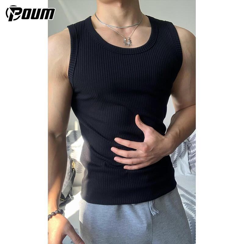 POUM Men s NBV809 Ribbed Slim Fit Sleeveless Sports Vest 3XL