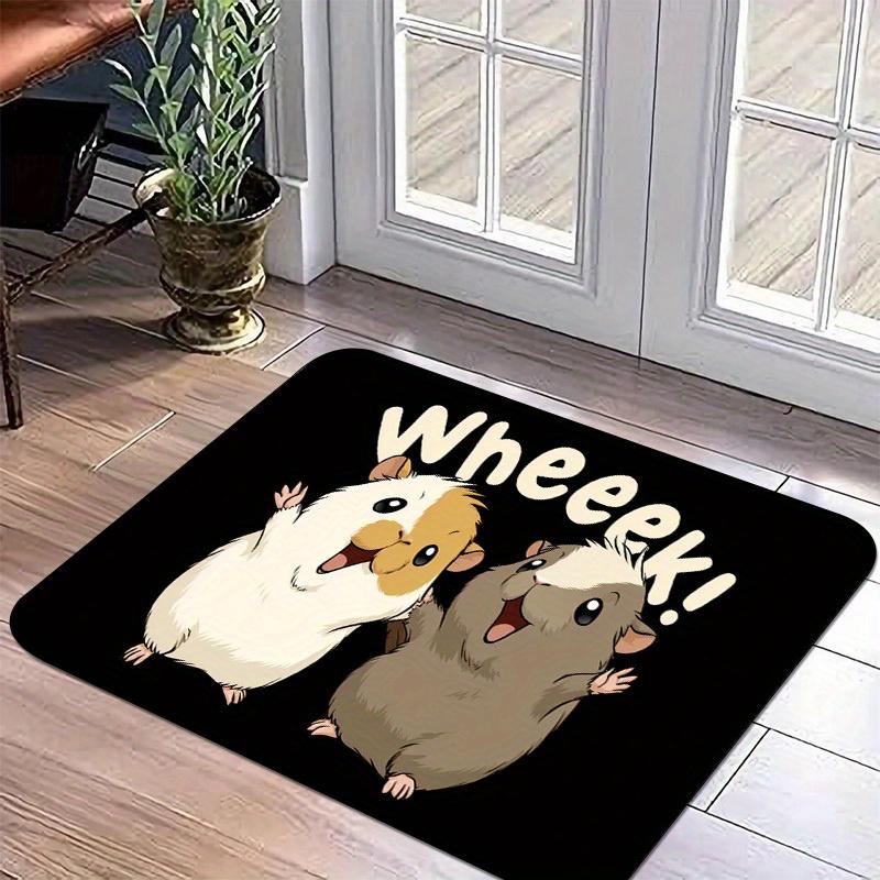 1pc Happy Guinea Pig Floor Mat - Machine Washable, Polyester Fabric, Suitable for Living Room, Laundry Room, Bedroom
