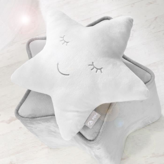 Coussin Étoilé en Peluche pour Enfant - ROBA Style - Gris argenté - 0 mois et plus