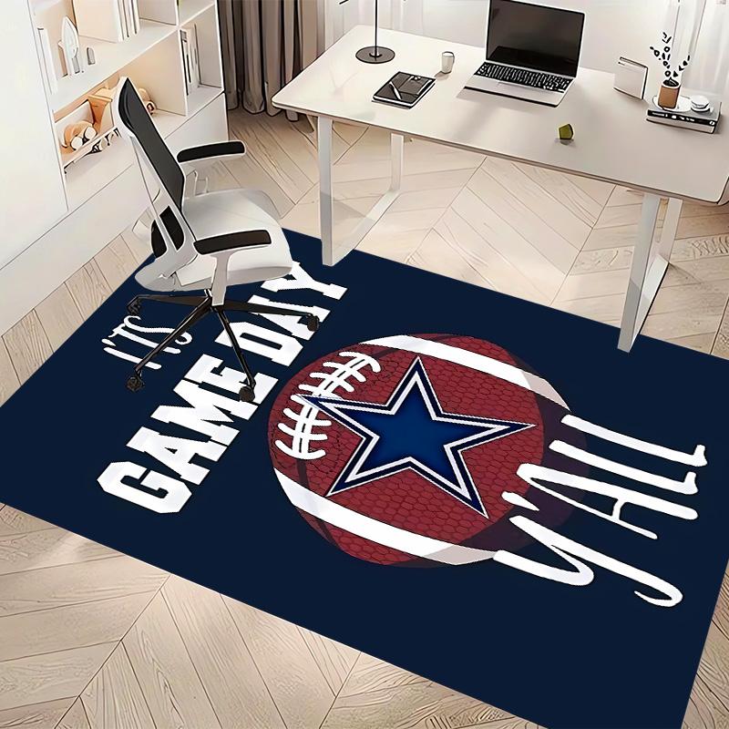 Dallas Cowboys Print Area Rug - Soft, Washable Non-Slip Indoor Mat for Office Chairs, Living Room, Home Office Decorative Rug