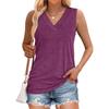 Women's V Neck Sleeveless Loose Fit Casual Solid Color Tank Top For Summer Daily Wear