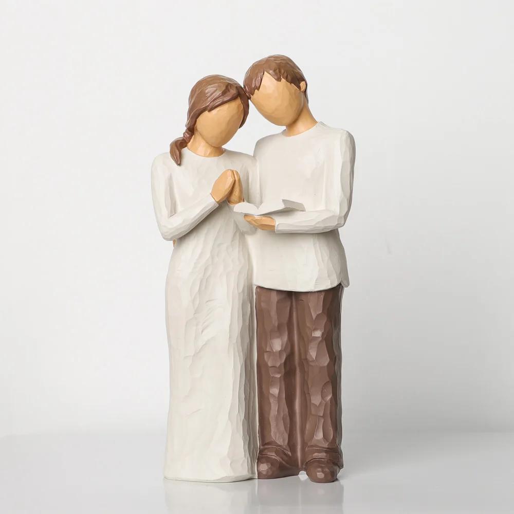 Bronze Tone Resin Family Statues, Heartwarming Home Decor Pieces, Elegant Resin Couple Statues Symbol of Togetherness for Home