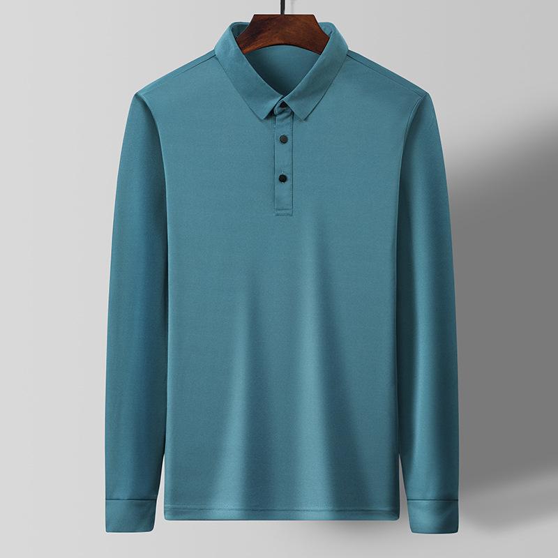 

Мужская футболка с длинным рукавом, облегающая мужская одежда в корейском стиле для молодежи и среднего возраста, осенняя футболка с тонкими лацканами, однотонная мужская футболка с длинными рукавами XXXXL