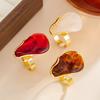 Vintage New Design Brown Red Beige Resin Geometric Adjustable Rings for Women Golden Alloy Fashion Daily Ring Jewelry Gift