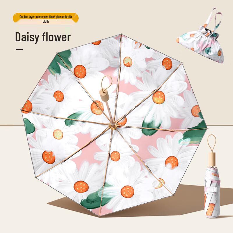 Nanqiao Manual Double-Layer UV Protection Sun & Rain Umbrella 21-inch, 8-rib Gold Frame