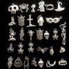 50 Stücke Gemischt Halloween Fledermaus Skelett Silber Charms Anhänger Diy Schmuck Machen