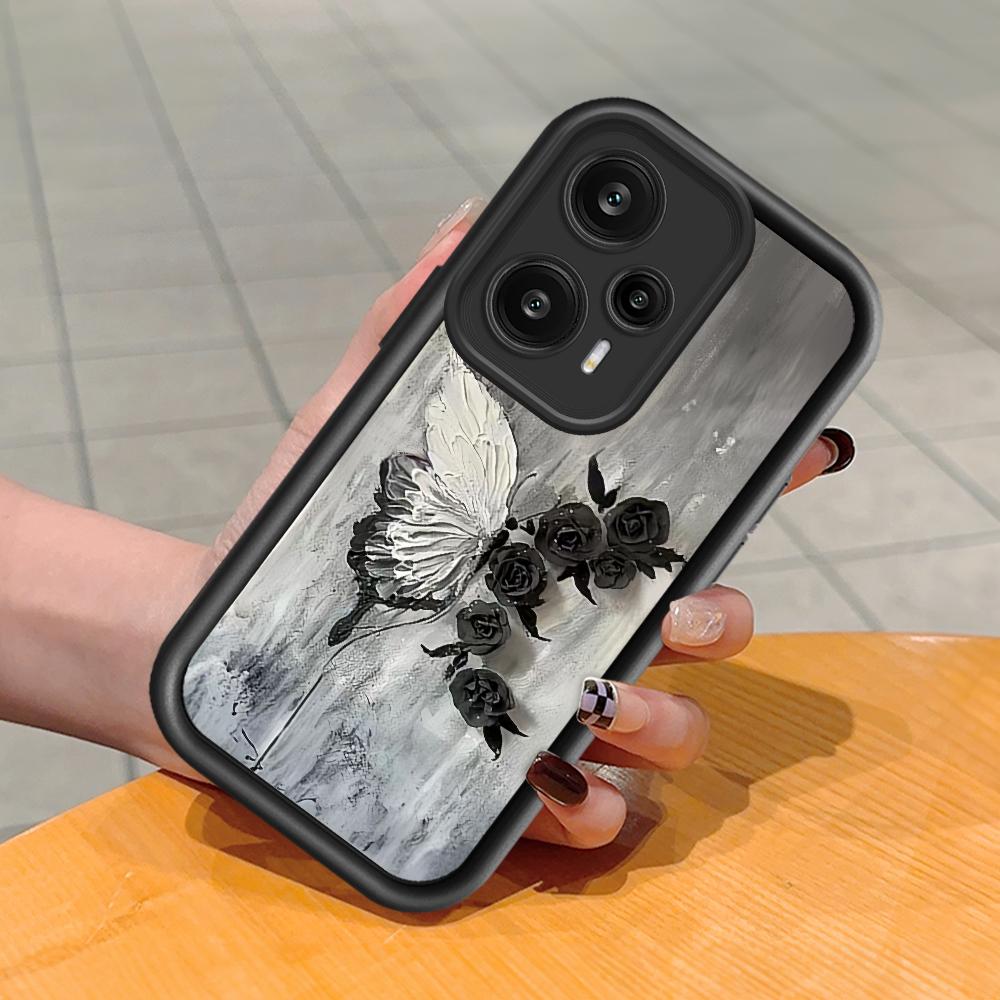 Soft Silicone Square Ladder Printing Pattern Phone Casing Full Cover Camera Shockproof Protection Rubber Case for Xiaomi Redmi